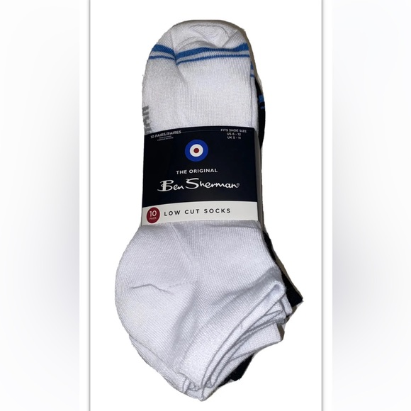 Ben Sherman Low Cut Socks 10 Pairs Men 6-12 White Gray Black w/ Foot Logo NEW$28 - Picture 1 of 10